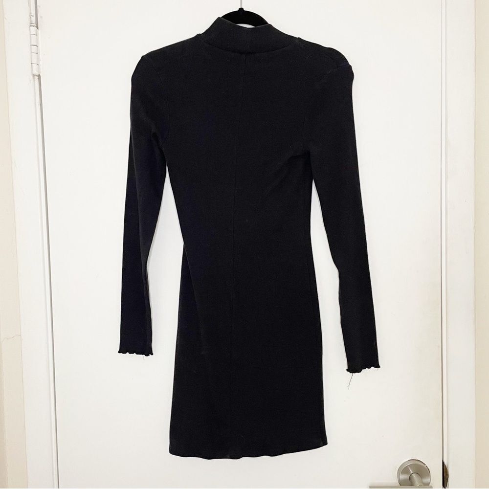 Abercrombie & Fitch A&F long sleeve ribbed knit mock neck mini dress black M - Picture 12 of 12